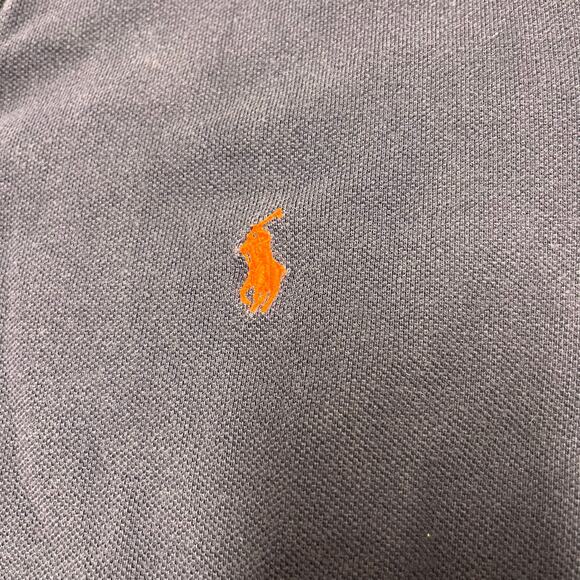 Polo Ralph Lauren Custom Slim Fit Polo Navy Orange Pony Men L Preppy Classic - Picture 4 of 7